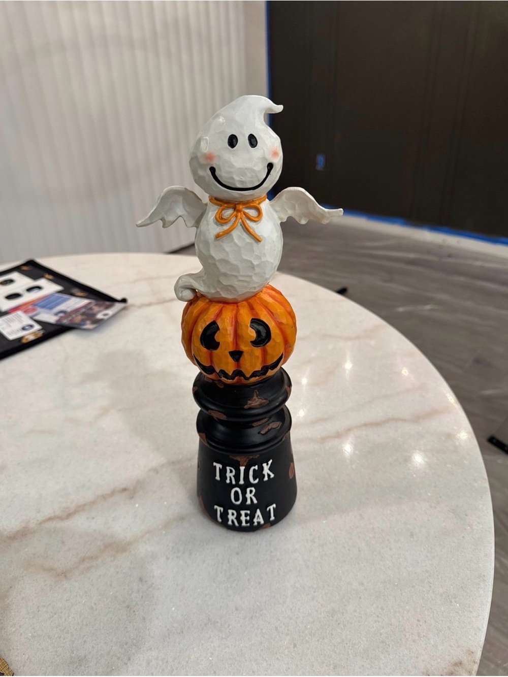 Halloween Ghost & Pumpkin Tabletop Accent - White and Orange